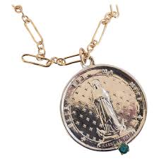 emerald saint medal coin silver jeanne