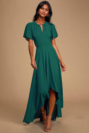 Sunset Teal Green Cutout High Low Maxi Dress