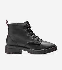 Womens Briana Grand Lace Up Hiker Boot In Black Leather