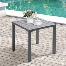 Crestlive S Gray Square Aluminum Outdoor Side Table