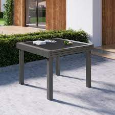 Dark Gray Aluminum Outdoor Dining Table