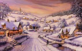 Free Download Lees Art Paintings Christmas Snow Houses