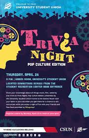 2020 has been a strange year by nearly any metric you choose to use. Trivia Night Pop Culture Edition California State University Northridge