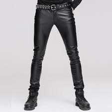 Details About Devil Fashion Men Faux Leather Skinny Pants Punk Trousers Black Rock And Roll