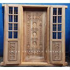 exterior teak wooden door with frame