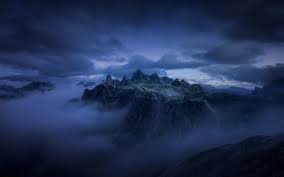 dark clouds over the mountains