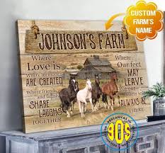 Custom Name Farmhouse Horse Canvas