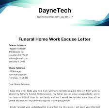 funeral home work excuse letter