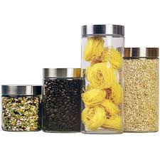 Need a kitchen canister set for storing your dry ingredients? Home Basics Canister Set Glass 4 Piece Walmart Com Walmart Com