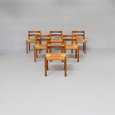 oak wicker dining chairs 1970s set