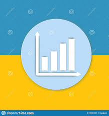 Graph Chart Sign Icon On Yellow And Blue Background Stock