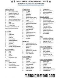 Cruise Packing List Free Printable Mama Loves Food