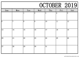 Free Printable October 2019 Calendar Templates Free