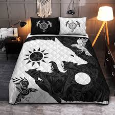 Yin Yang Wolf And Raven Viking Quilt