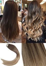 Pick your favorite way to rock brown hair with blonde highlights, all inspiration needed righ below! Youngsee Balayage Tape In Hair Extensions Dark Brown Ombre Golden Brown Highli Tape In Hair Extensions Blonde Ombre Balayage Balayage Hair Brunette With Blonde