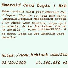When you click emerald card, you'll see your available balance displayed on the top of the screen. H R Block Bank Emerald Card Login Login Page