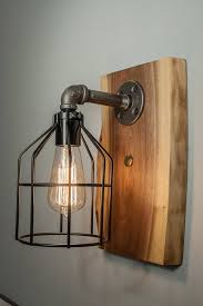 steampunk wood edison wall sconce light