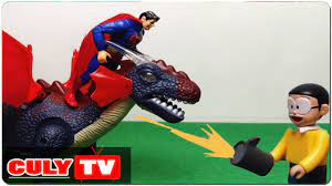 đồ chơi Doremon hài - siêu nhân Superman bị nobita bắn súng thần công khủng  long bay hồi sinh - YouTube