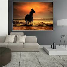 Black Horse Canvas Paint Print Picture