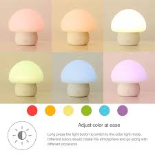 Emoi Multicolor Led Baby Night Light Portable Silicone Cute Mushroom Nursery Night Lamp Romantic Dim Mood Lamp Tap Color Control Bpa Free Rechargeable Battery For Up To 6 Hour Usage H0022w Party Supply Factory