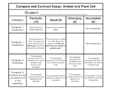 compare and contrast essay on plant and animal cells 