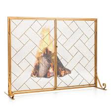 Costway Gold Iron 2 Panel Fireplace
