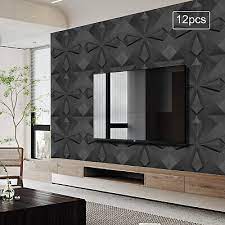 12pcs 3d Wall Panels Decorative Black