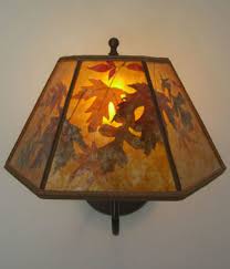 Amber Mica Lamp Shade With Autumn