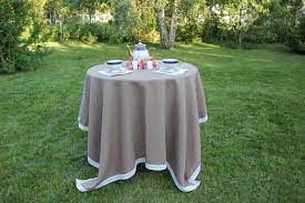 Shabby Chic Grey Color Linen Tablecloth