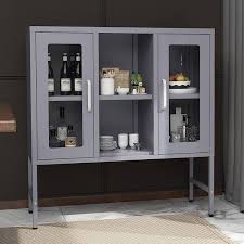 Gray Metal Storage Cabinet With