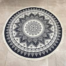 gray woven cotton round rug 120cm with