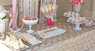 romantic bridal shower dessert table