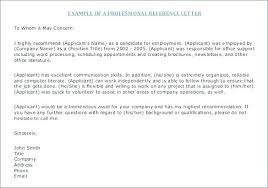 Samples Of Personal Reference Sample Professional Letter For
