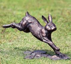 Rabbit Running Garden Statue Metal