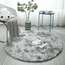 round area rug fluffy tie dye gy