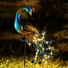 Metal Peacock Garden Solar Lights