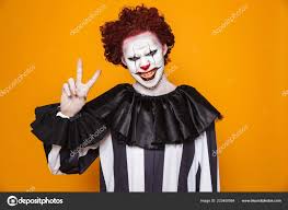 frightening clown man 20s wearing black
