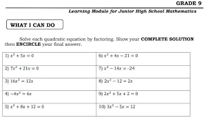 Each Quadratic Equation By Factoring