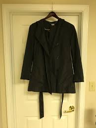 Womens Black Dkny Hooded Rain Jacket Size S Fashion