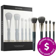 charcoal infused vegan makeup brush set