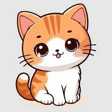 vector cute cat cartoon with white