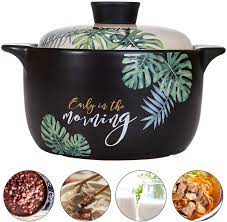 But a reliable source is surprisingly hard to find—many clay pots contain lead, rendering them. Buy Clay Cooking Pot Cookware 2 36 Quart Ceramic Stockpot Soup Pot Stew Pan Casserole Clay Pot Earthen Pot Healthy Stew Pot Green Leaf Pattern Ceramic Round Black Dish With White Lid Heat Resistant Online