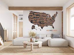 Map Wall Mural Decor Usa Map Flag
