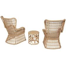 Stylewell Coco Breeze 3 Piece Brown Wicker Outdoor Seating Set With Beige Cushions