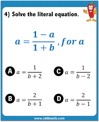 Literal Equations Quiz Chilimath