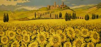 sunflowers in tuscany wall tapestry