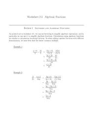 Worksheet 2 3 Algebraic Fractions