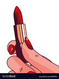 hand with lipstick makeup pop art style
