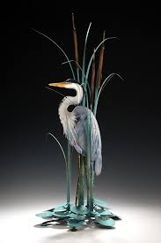 Large Great Blue Heron Table Sculpture