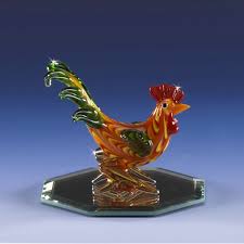 rooster buddy hand blown glass